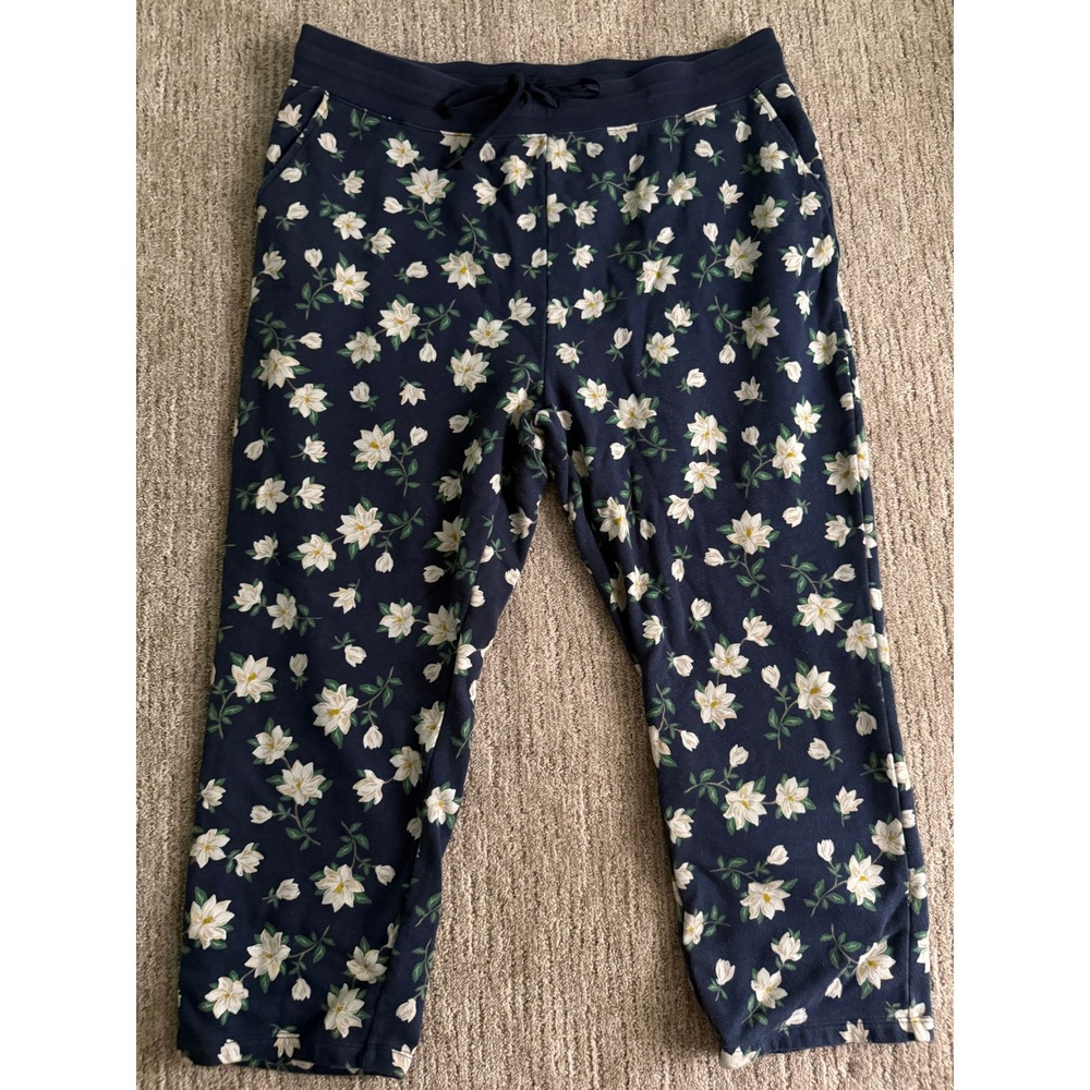 Draper James Navy Magnolia Floral Cotton Sweatpants XXL PAK0005